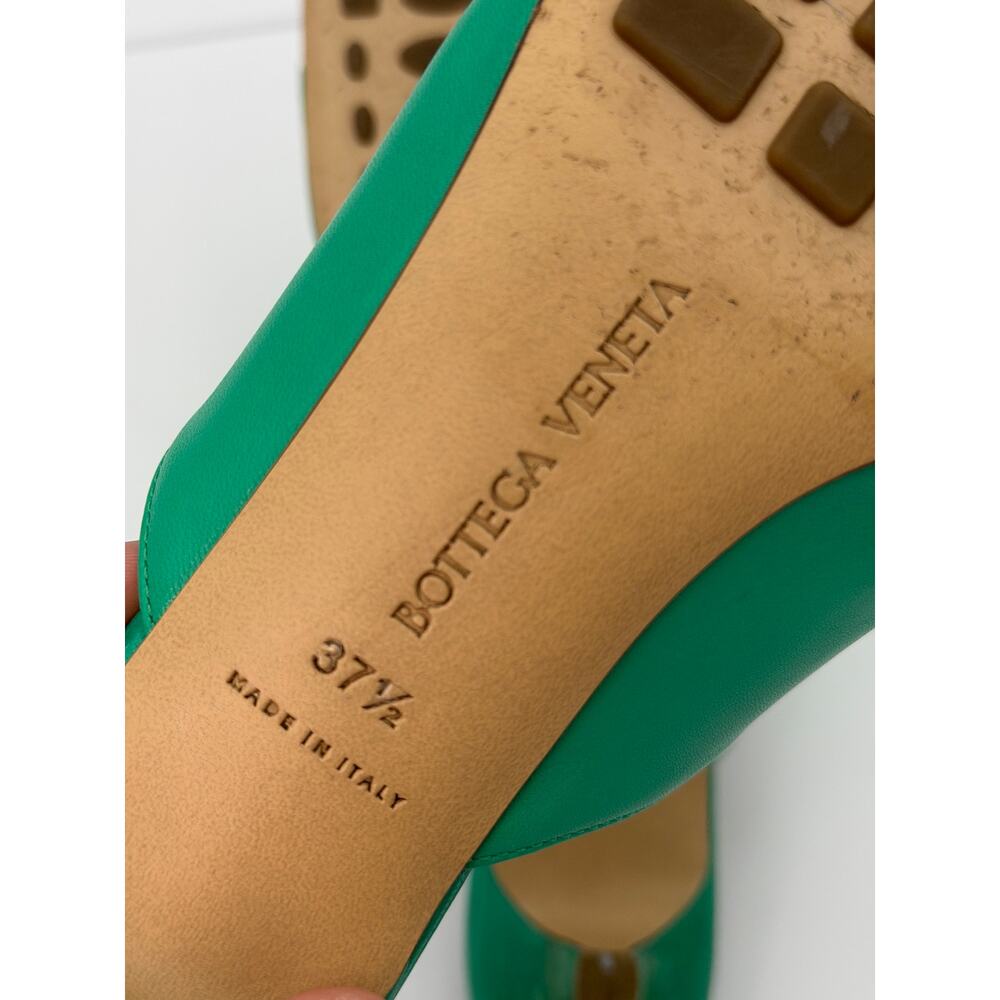 Bottega Veneta Stretch Mules Green Leather Size 37.5 / 7.5 Kitten Heel - Picture 6 of 16
